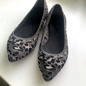 Gray Animal Print Flats